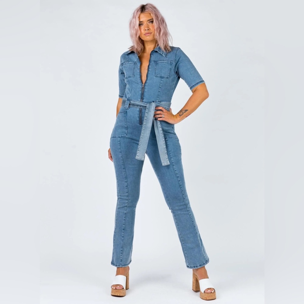 Princess Polly Fawcett Denim Jumpsuit